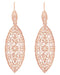 Art Deco Rose Gold Vermeil Dangling Leaf Sterling Silver Filigree Diamond Earrings