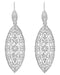 Sterling Silver Art Deco Dangling Leaf Filigree Diamond Earrings