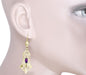 Art Deco Geometric Amethyst Dangling Filigree Earrings in Sterling Silver with Yellow Gold Vermeil