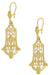 Art Deco Geometric Diamond Dangling Filigree Earrings in Sterling Silver with Yellow Gold Vermeil