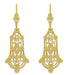 Art Deco Geometric Diamond Dangling Filigree Earrings in Sterling Silver with Yellow Gold Vermeil