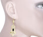 Art Deco Geometric Black Onyx Dangling Filigree Earrings in Sterling Silver with Yellow Gold Vermeil