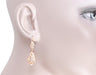 Art Deco Dangling Sterling Silver Diamond Filigree Earrings with Rose Gold Vermeil
