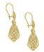Art Deco Dangling Sterling Silver Diamond Filigree Earrings with Yellow Gold Vermeil