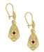 Art Deco Dangling Sterling Silver Ruby and Diamond Filigree Earrings with Yellow Gold Vermeil