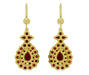 Victorian Bohemian Garnet Teardrop Earrings in 14K Yellow Gold and Sterling Silver Vermeil