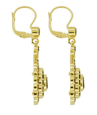 Victorian Bohemian Garnet Teardrop Earrings in 14K Yellow Gold and Sterling Silver Vermeil - alternate view