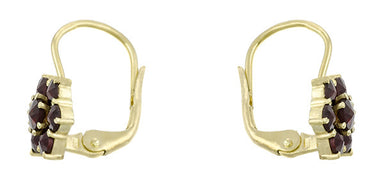 Bohemian Garnet Flowers Victorian Leverback Drop Earrings in 14K Yellow Gold and Sterling Silver Vermeil - alternate view