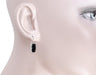 E183on Cushion Cut Vintage Onyx Earring on a Woman's Ear