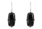 Simple Filigree Cushion Cut Black Onyx Earrings in Sterling Silver - Art Deco