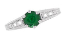 Art Deco Emerald and Diamond Filigree Engagement Ring in Platinum