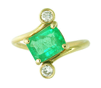 Emerald and Diamond Ring in 14 Karat Gold