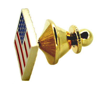 Enameled American Flag Pin in Solid 14 Karat Gold - Item: BR101 - Image: 2