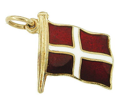 Enameled Denmark Flag Charm in 14 Karat Gold