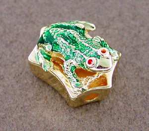 Enameled Frog Slide in 14 Karat Gold