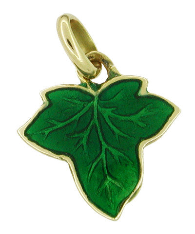 Green Enameled Maple Leaf Charm in 18 Karat Gold