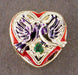 Enameled Lovebirds Emerald Set Heart Slide in 14 Karat Gold