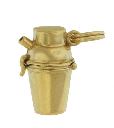 Enameled Movable Cocktail Shaker with Jack in the Box Devil Charm in 14 Karat Gold - Item: C188 - Image: 2
