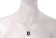 Art Deco Filigree Black Onyx and Diamond Pendant Necklace in Sterling Silver