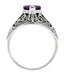 Edwardian Filigree 1 Carat Amethyst Promise Ring in Sterling Silver