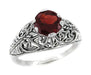 Edwardian Filigree Almandine Garnet Ring in Sterling Silver | 1.40 Carats