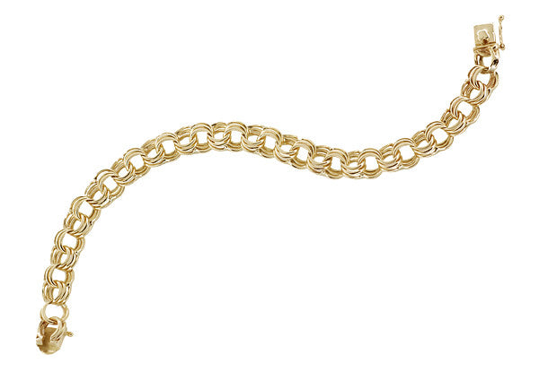 Triple Link Vintage Charm Bracelet in 14 Karat Gold