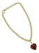 Vintage Almandine Garnet Dangling Heart Charm Bracelet in 14 Karat Gold