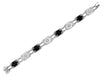 Art Deco Filigree Onyx and Diamond Set Bracelet in 14 Karat White Gold