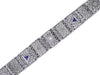 Art Deco Filigree Diamond and Sapphire Bracelet in 14 Karat White Gold