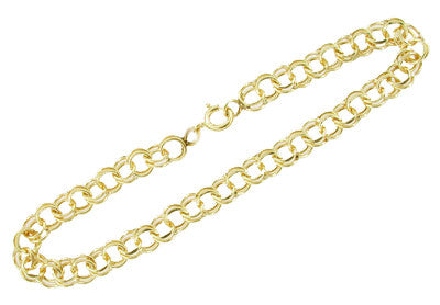 Double Link Vintage Charm Bracelet in 14 Karat Yellow Gold - Item: GBR129 - Image: 2