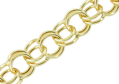Double Link Vintage Charm Bracelet in 14 Karat Yellow Gold