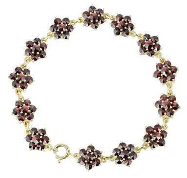 Victorian Bohemian Garnet Floral Bracelet in Sterling Silver Vermeil - alternate view