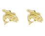 Bass Jumping Fish Cufflinks in Solid 14 Karat Yellow Gold