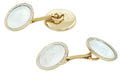Vintage Ship's Porthole Art Deco Mother of Pearl Cufflinks in 14 Karat Yellow Gold