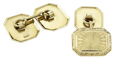 Vintage Art Deco Engraved Cufflinks in 14K Yellow Gold - alternate view