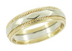 Geometric Vintage Wedding Ring in 14 Karat Yellow and White Gold - Size 6 1/4