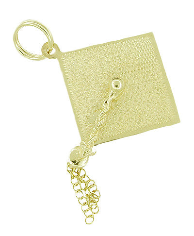 Graduation Cap Pendant Charm with Movable Tassel in 14 Karat Gold