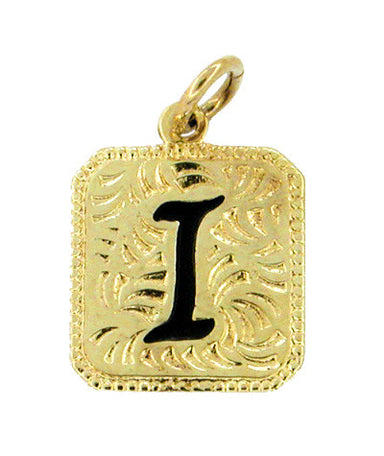 Hawaiian Heirloom Enameled Letter "I" Charm in 14 Karat Gold