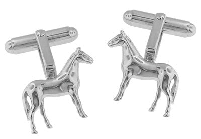 Horse Cufflinks in Sterling Silver - Item: SCL128 - Image: 3