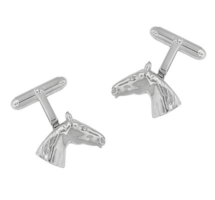 Solid Sterling Silver Horse's Head Cufflinks - Item: SCL122 - Image: 3