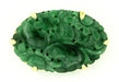 Vintage Carved Jade Brooch in 14 Karat Yellow Gold