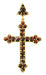 Large Victorian Bohemian Garnet Gothic Cross Pendant in Sterling Silver with Yellow Gold Vermeil