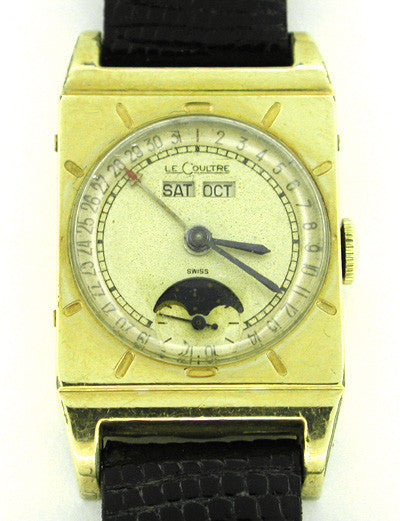Le Coultre Rectangle Moonphase Watch — Antique Jewelry Mall