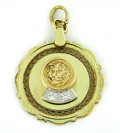 Lion Diamond Pendant in 14 Karat Gold