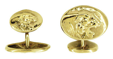 Vintage Lions Head Cufflinks in 14 Karat Yellow Gold
