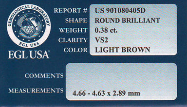 0.38 Carat Very Pale Brownish Pink Loose Diamond | Natural Color Round Brilliant VS2 Clarity - alternate view