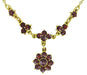 Lovely Victorian Bohemian Garnet Floral Drop Necklace in Sterling Silver and Yellow Gold Vermeil