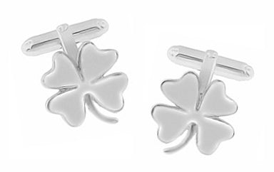 Lucky Four Leaf Clover Shamrock Cufflinks in Sterling Silver