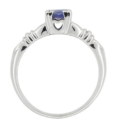 Art Deco Hearts and Clovers Sapphire Engagement Ring in 14 Karat White Gold - alternate view
