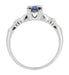 Art Deco Hearts and Clovers Sapphire Engagement Ring in 14 Karat White Gold